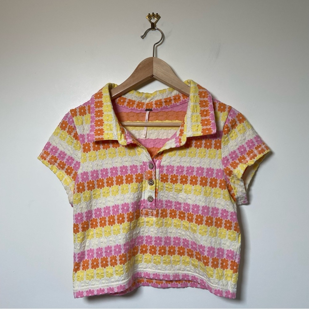 Free People Floral Crop Top Shirt - Picture 1 of 7